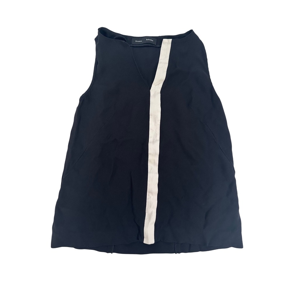 Proenza Schouler Womens Black Cream Contrast Stripe Sleeveless Blouse Top Size 2